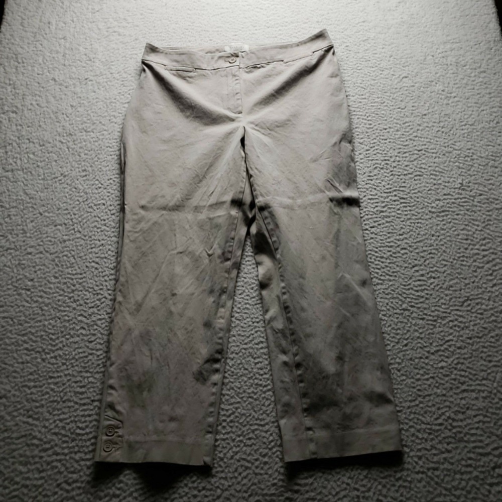 Talbots Capri Pants Womens 14 Beige Twill Curvy Fit Flat Front Stretch Pockets